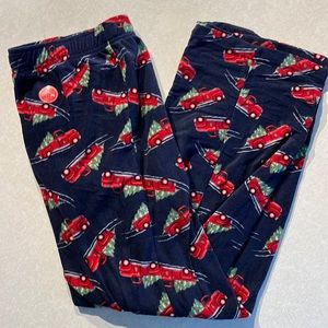 Mens fleece holiday pajama pants with truck